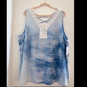 Tie-Dye Chambray Tank Top